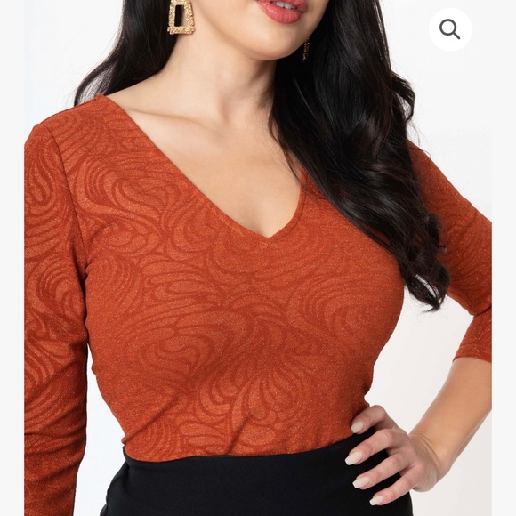 UV burnt orange sparkle swirl top - Picture 2 of 6